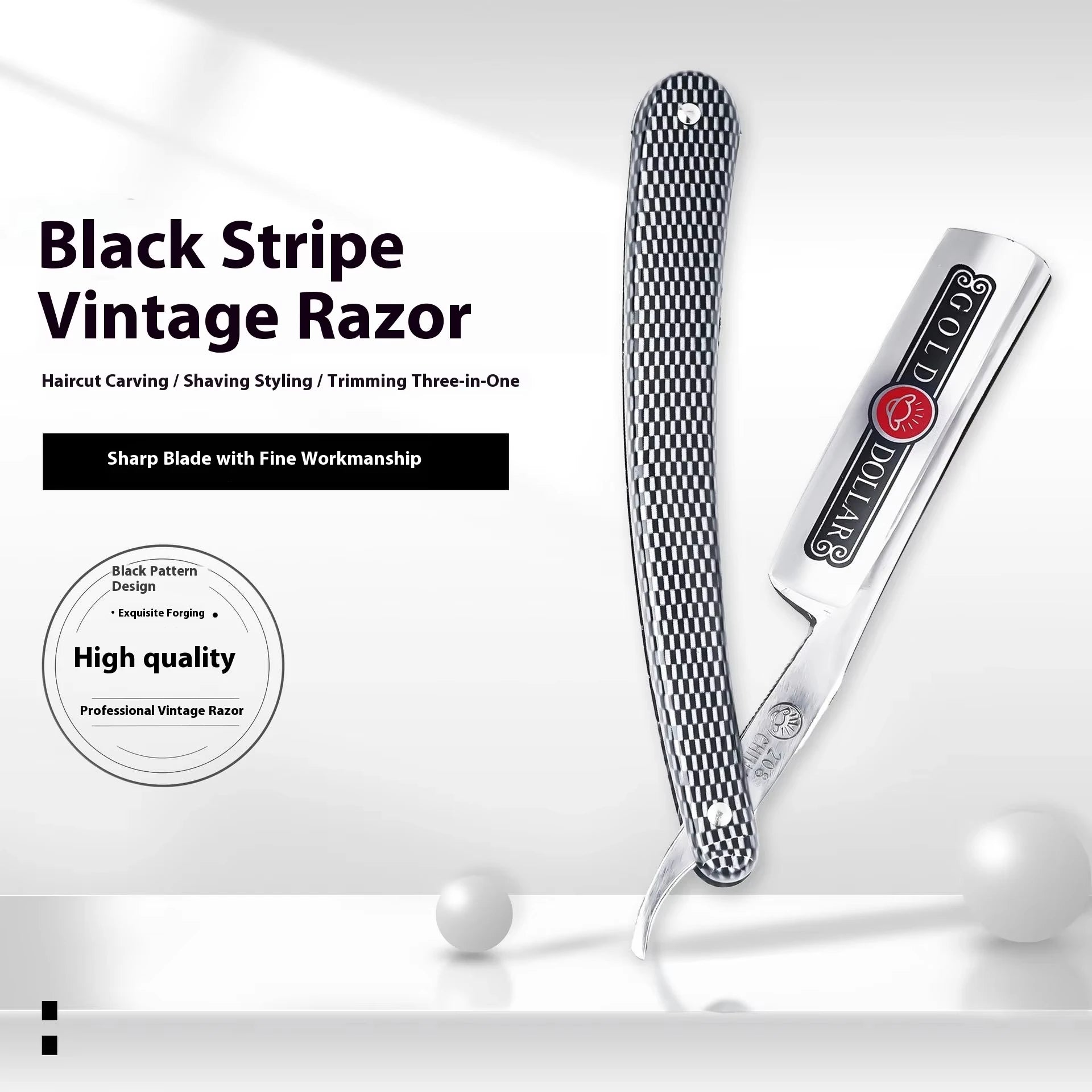 BARBERTOP Shavette Open Razor — 5 Styles, Replaceable Blade