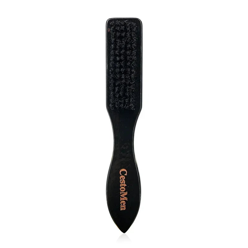 Premium Soft-Bristle Barber Fade Brush — Black & White
