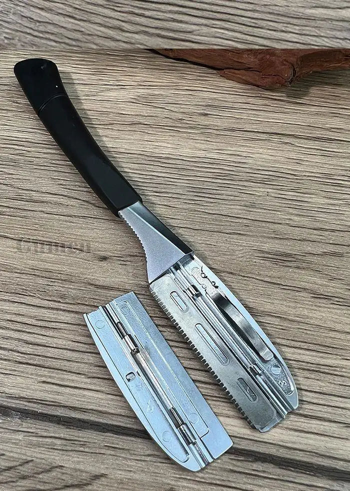 Zinc Alloy Straight Razor — Non-Folding, Silicone Handle, 14 Styles