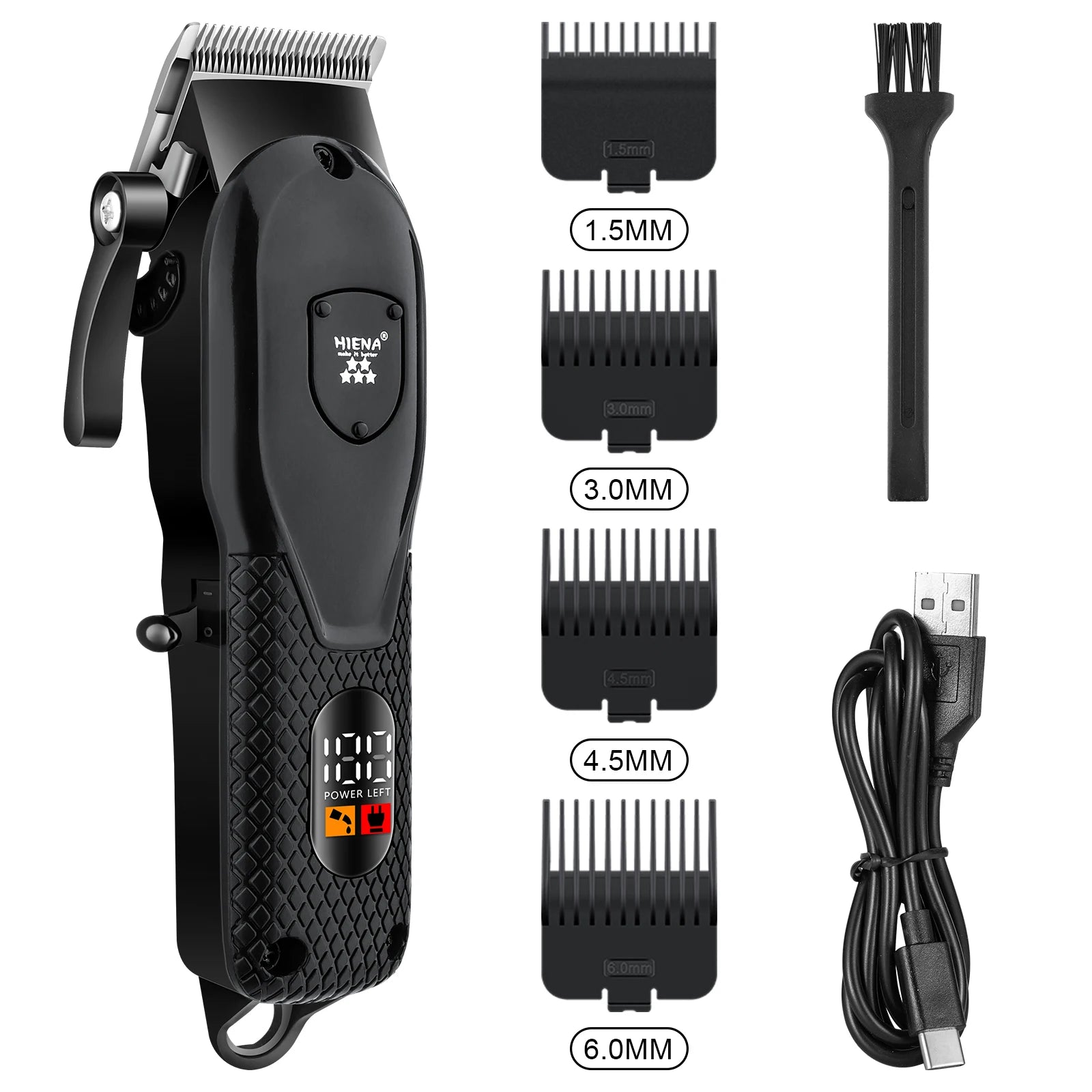 HIENA Professional LED Display Barber Clipper