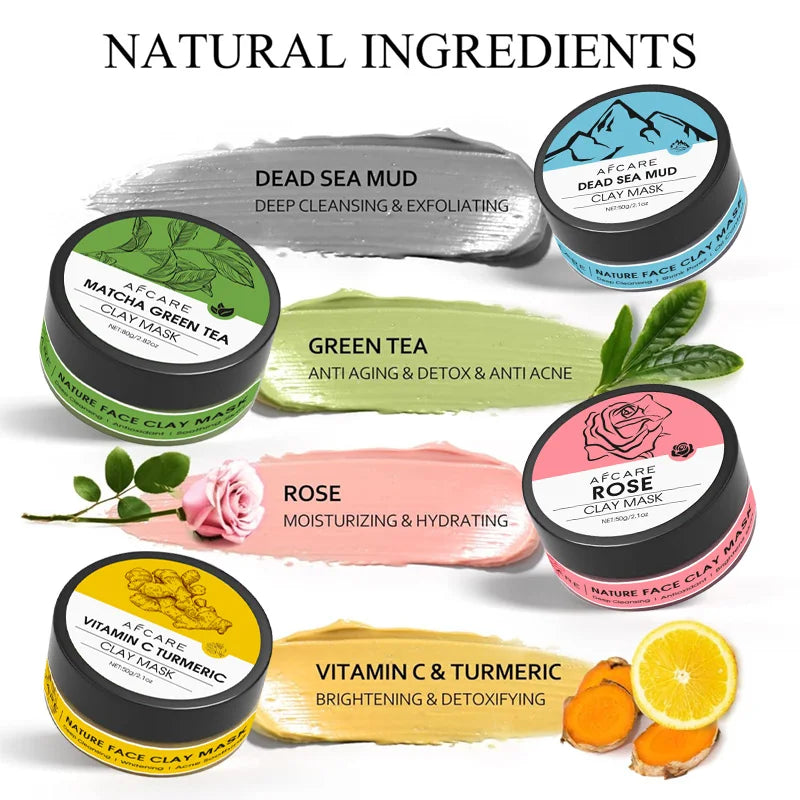 4-Piece Clay Facial Mask Set — Full Treatment Gift Set