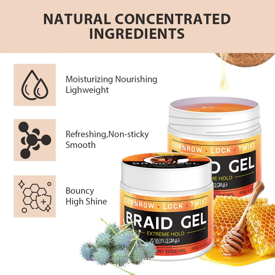 Carbomer Braiding Gel Wax — Anti-Frizz, Strong Hold