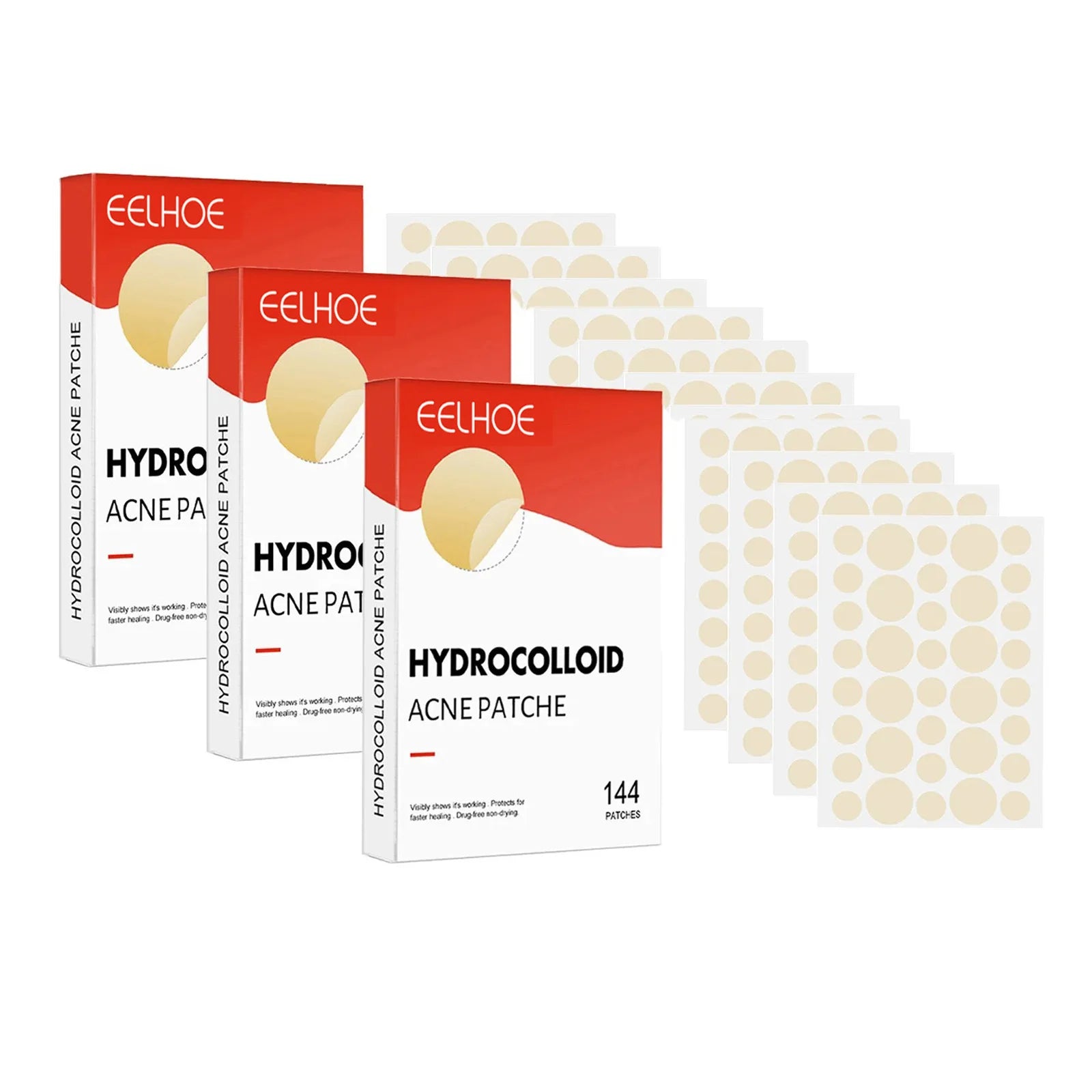Hydrocolloid Acne Patches — 144 Pack, Ultra-Thin Overnight Treatment