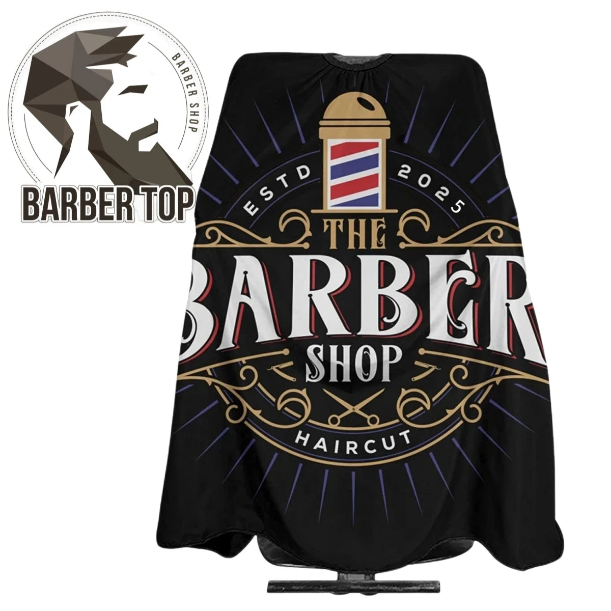 Professional Barber Hair Apron — Anti-Static, Black Patterned
