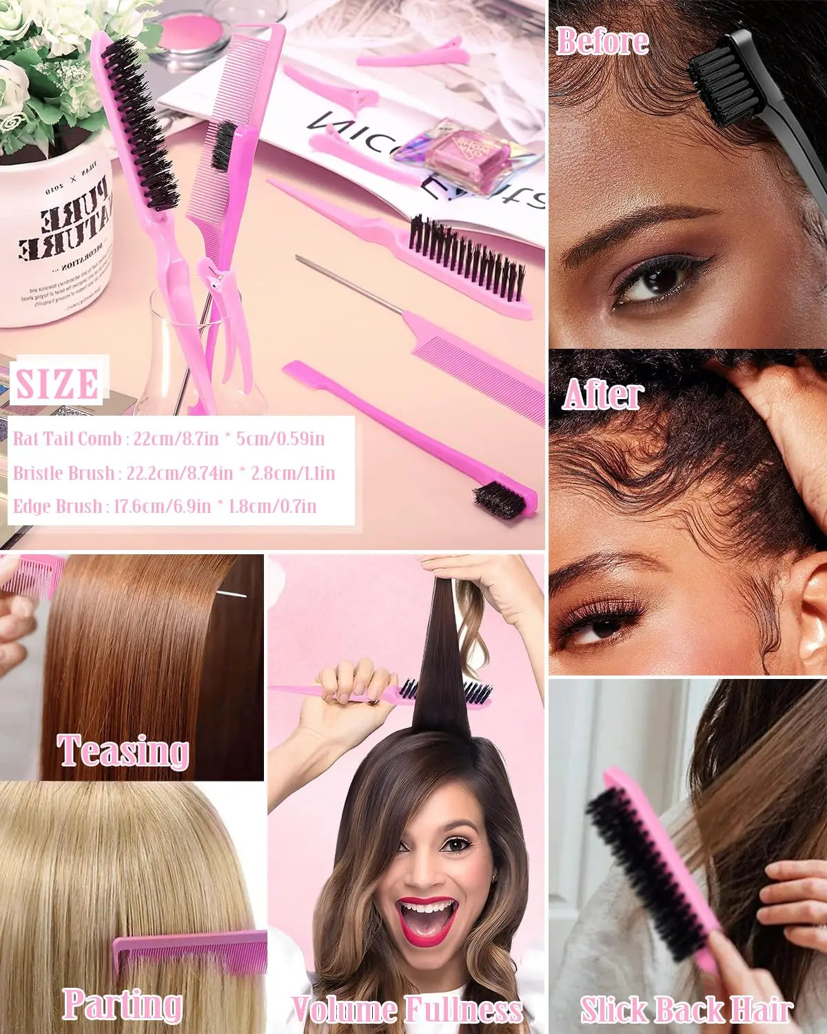 High-Shine Wax Sticks with 3 Combs Set — Anti-Frizz Pomade