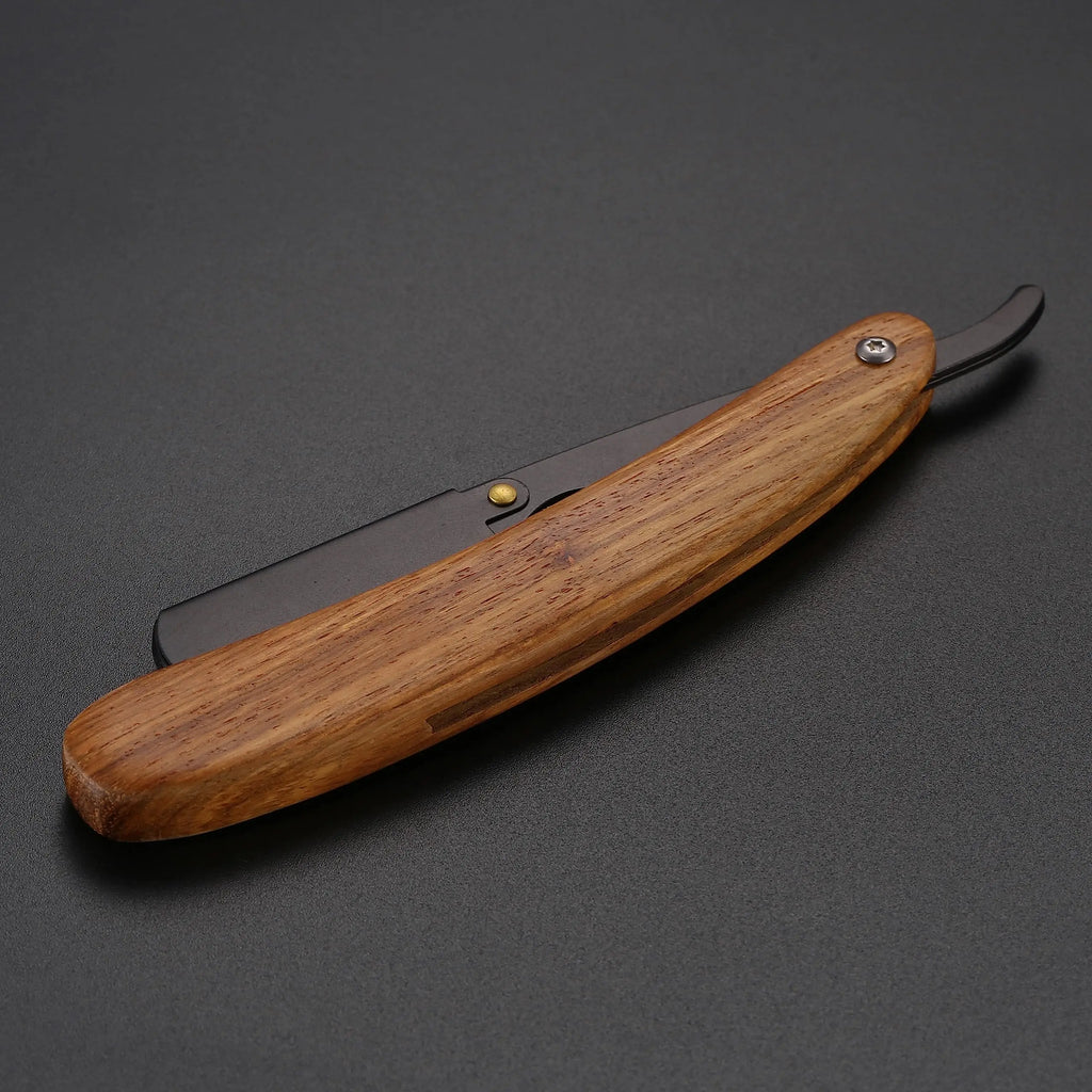 Single Blade Straight Razor — Natural Wood Handle, No Blade Included