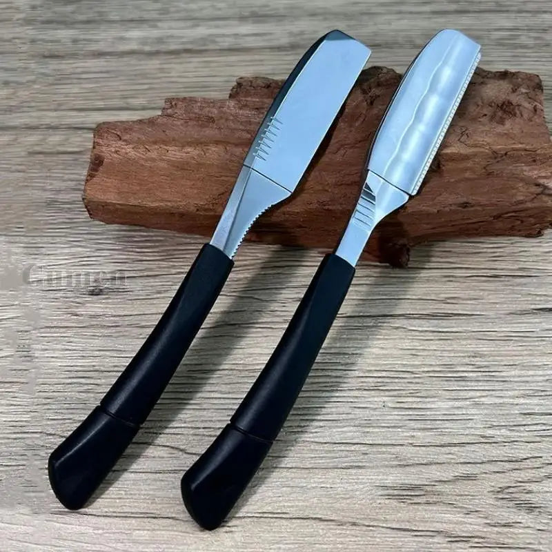 Zinc Alloy Straight Razor — Non-Folding, Silicone Handle, 14 Styles