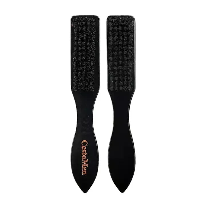 Premium Soft-Bristle Barber Fade Brush — Black & White