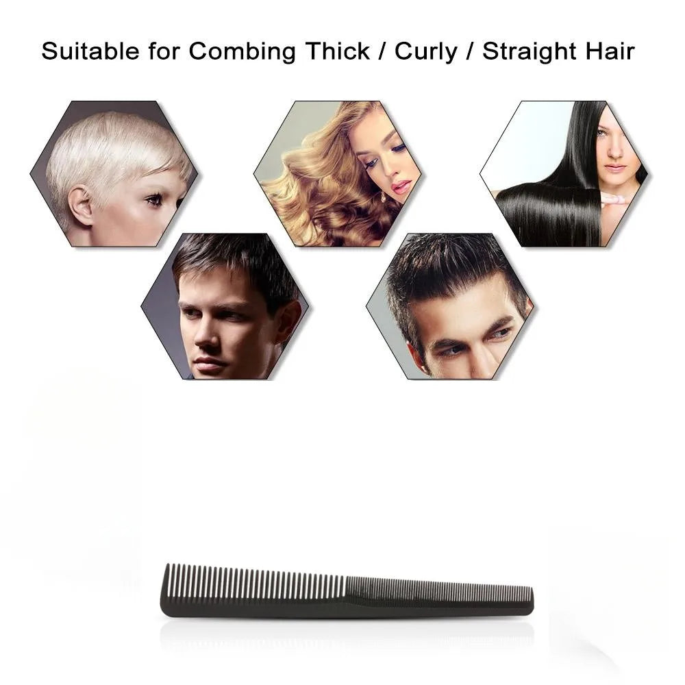 Fine-Tooth Barber Cutting & Styling Comb — Professional Black
