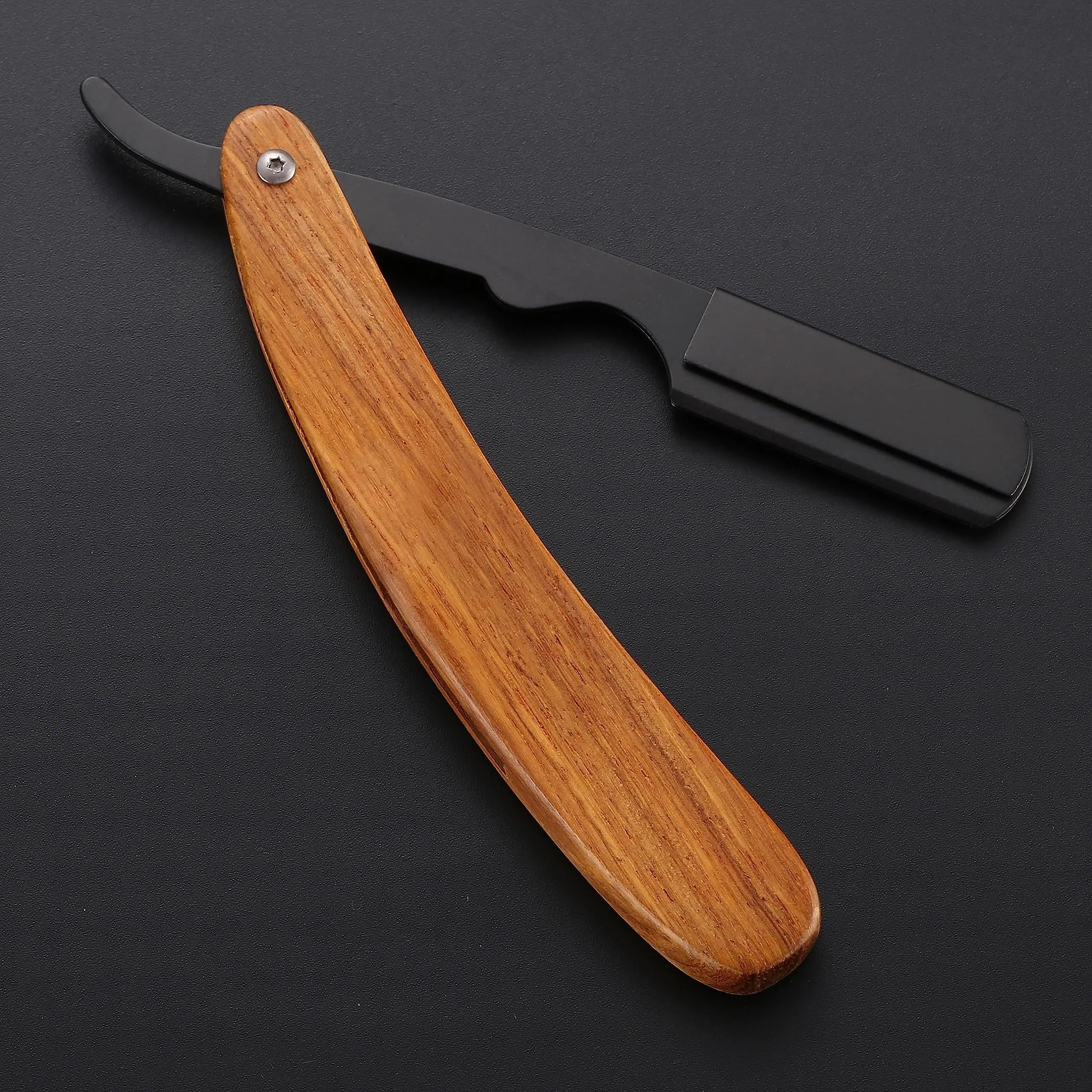 Single Blade Straight Razor — Natural Wood Handle, No Blade Included