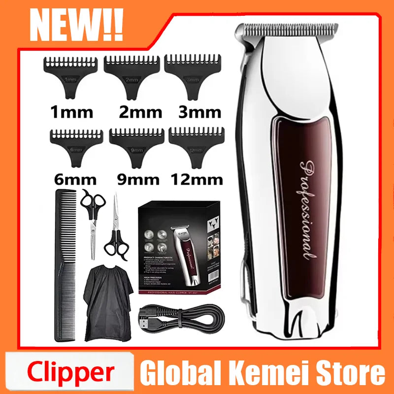 Kemei Cordless Hair Clipper — 3 or 6 Comb Box Set