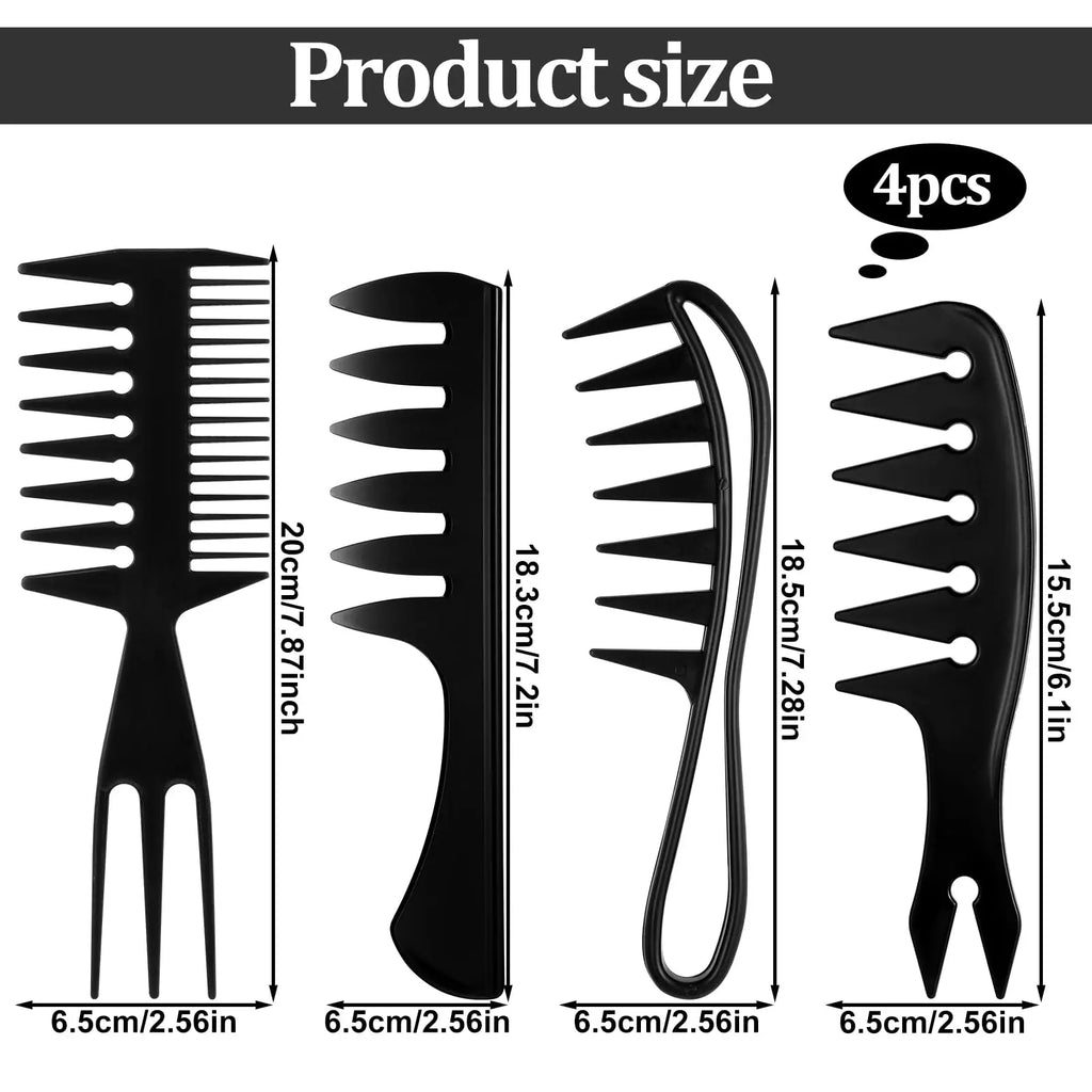 4-Piece Men's Styling Comb Set — Wide Tooth, Pick, Texture & Undercut