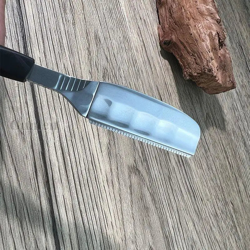 Zinc Alloy Straight Razor — Non-Folding, Silicone Handle, 14 Styles