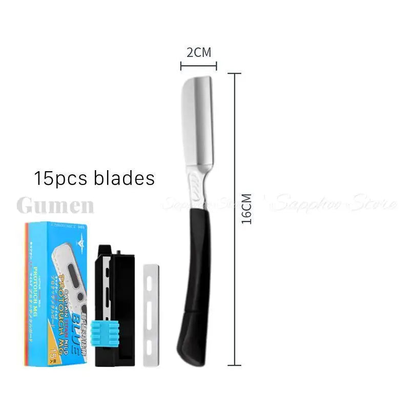 Zinc Alloy Straight Razor — Non-Folding, Silicone Handle, 14 Styles