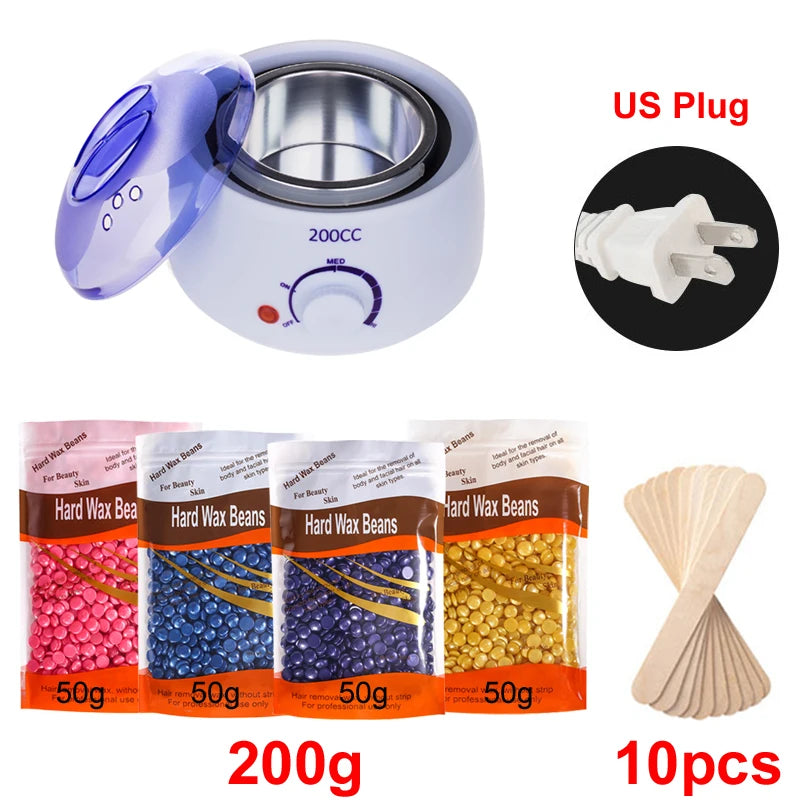200ml Wax Heater Machine — EU & US Plug, Wax Beans Kit