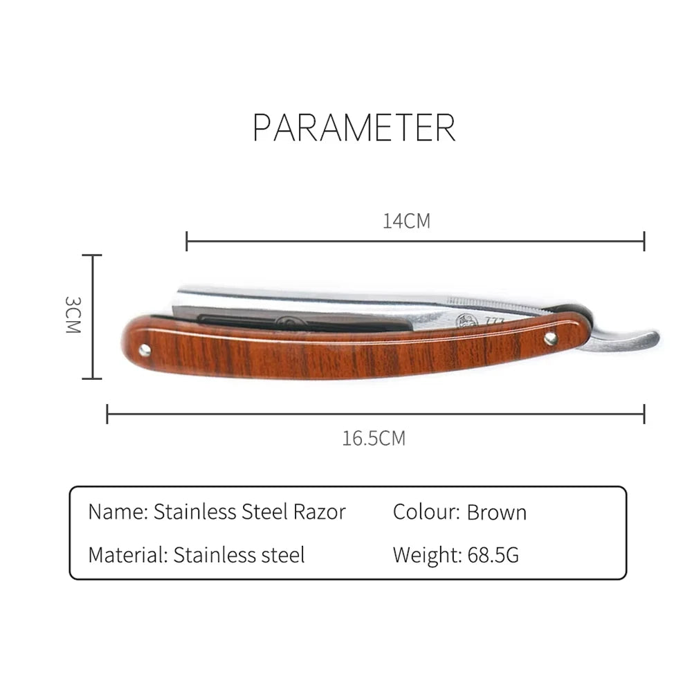 BARBERTOP Shavette Open Razor — 5 Styles, Replaceable Blade