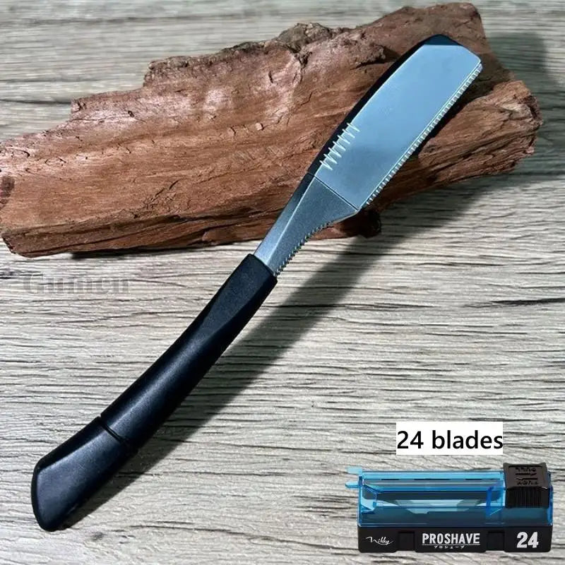 Zinc Alloy Straight Razor — Non-Folding, Silicone Handle, 14 Styles