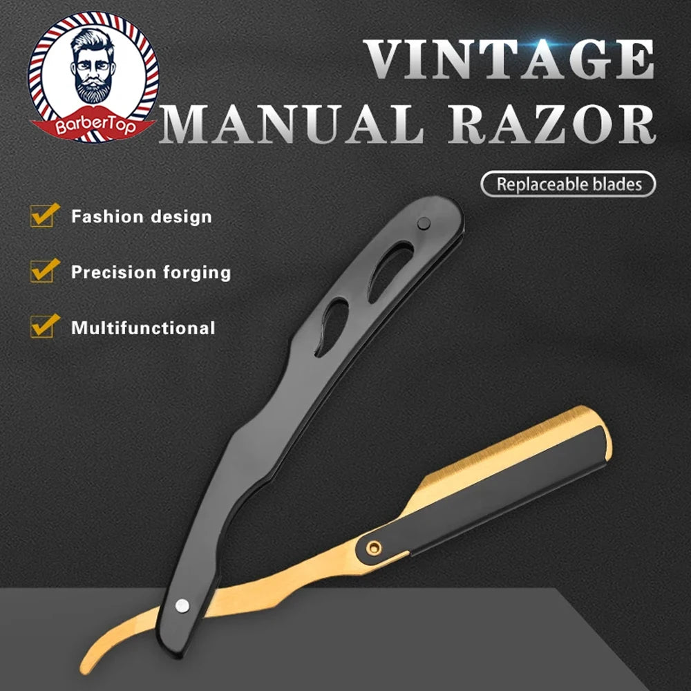 Classic Folding Straight Razor — Stainless Steel, 5 Colors