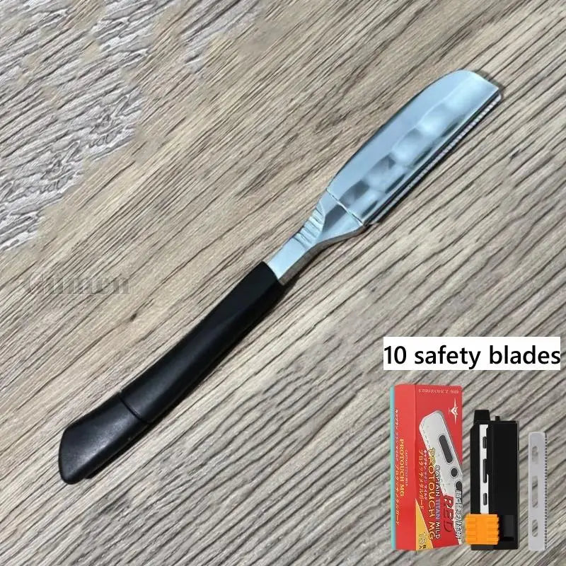 Zinc Alloy Straight Razor — Non-Folding, Silicone Handle, 14 Styles