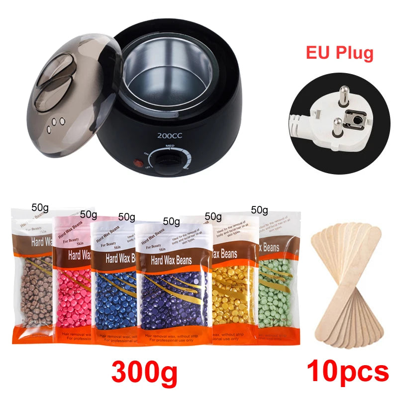 200ml Wax Heater Machine — EU & US Plug, Wax Beans Kit