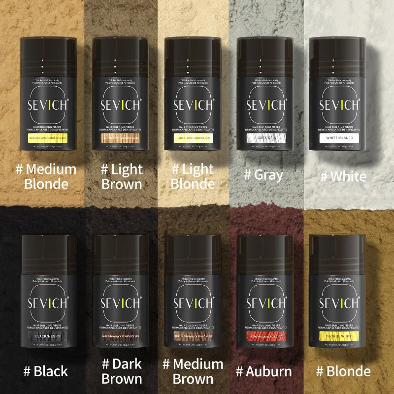 Hair Fiber & Regrowth Powder — Keratin Density Builder, Multiple Shades