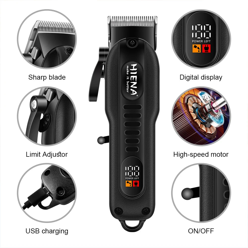 HIENA Professional LED Display Barber Clipper