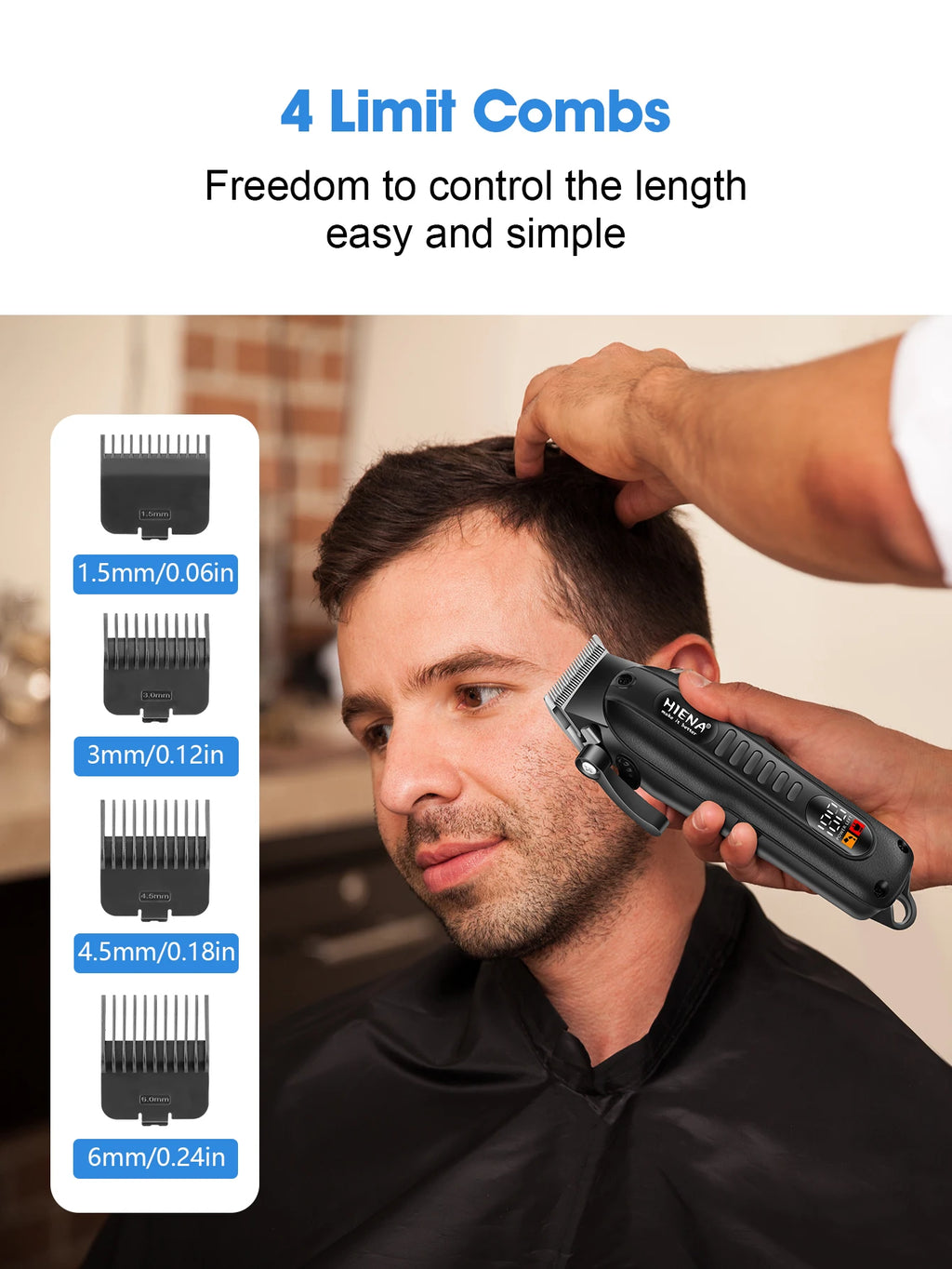 HIENA Professional LED Display Barber Clipper
