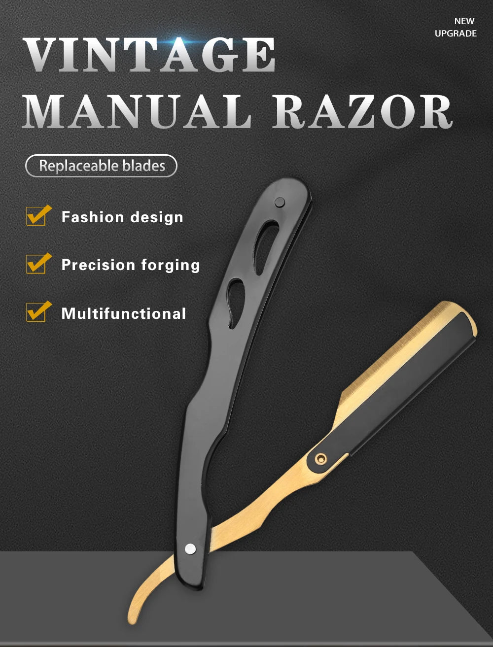 Classic Folding Straight Razor — Stainless Steel, 5 Colors