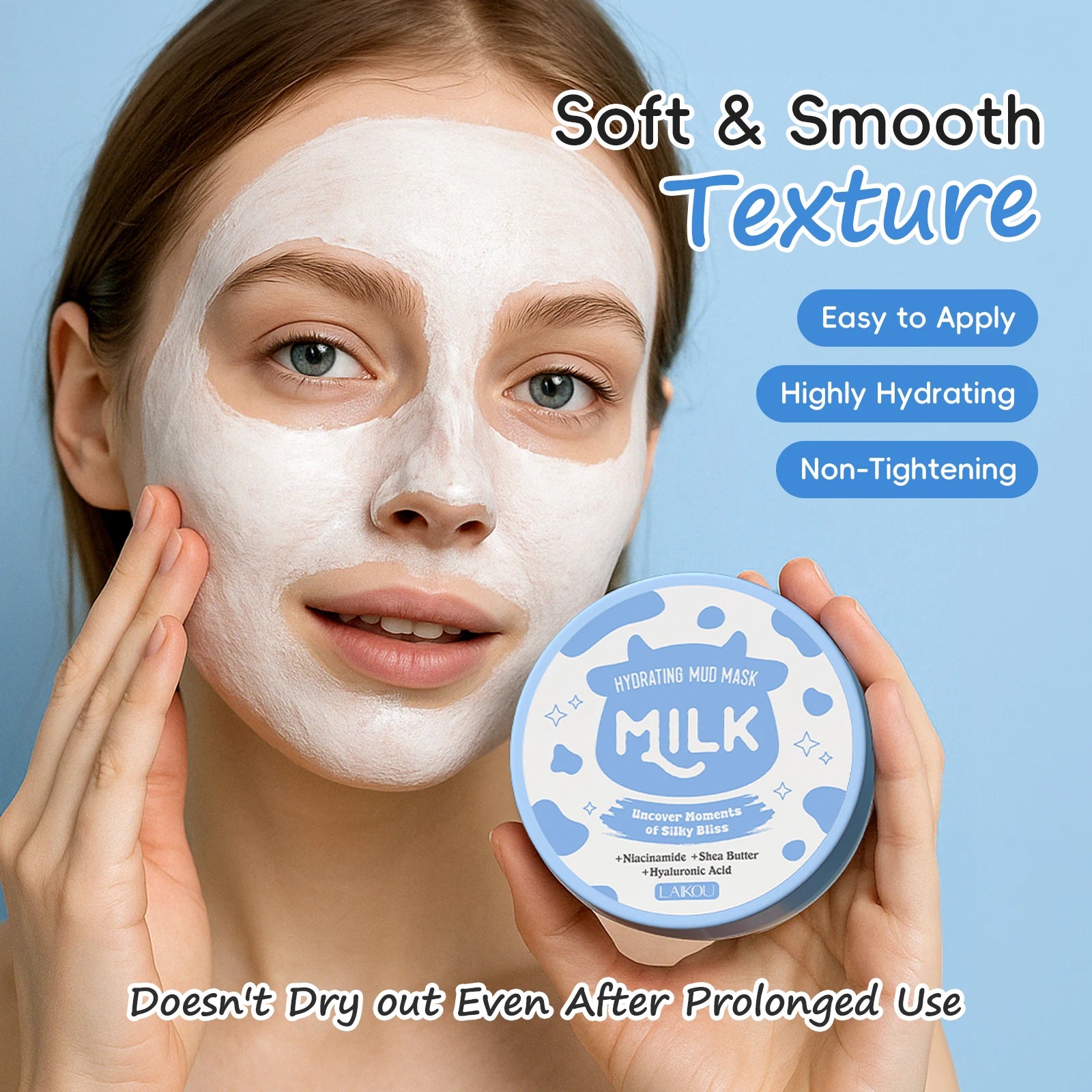 LAIKOU Milk Hydrating Mud Mask — Deep Moisture & Luminous Glow