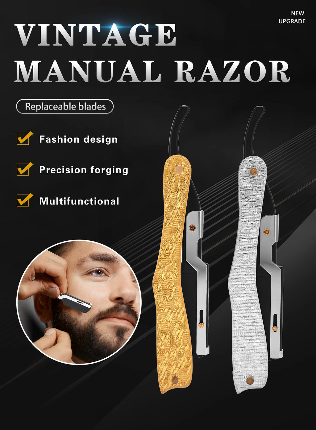 Foldable Straight Razor — Barber Shaving & Contouring